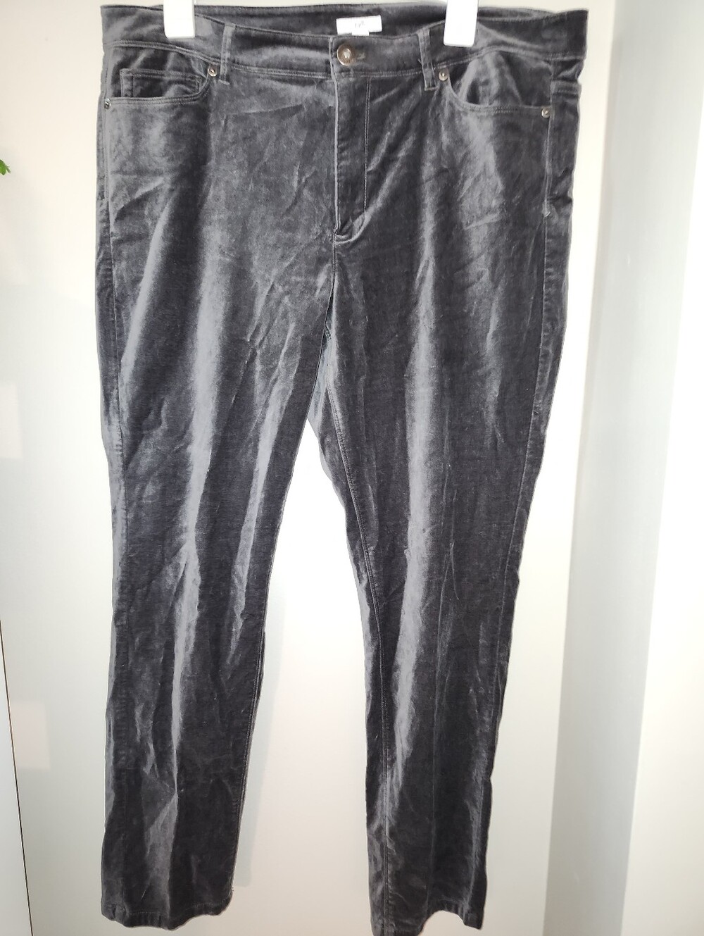 J.Jill Charcoal Grey Velvet Slim Leg Trouser Pants Size 14